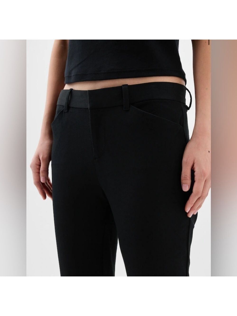 Gap Signature Skinny Ankle Mid Rise Black Trouser Pants in Bi-Stretch Weave - Picture 7 of 15